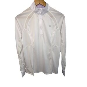 ARIAT PRO EQUESTRIAN SUNSTOPPER PRO 2.0 1/4 Zip Show Shirt Women's Sz Lg White